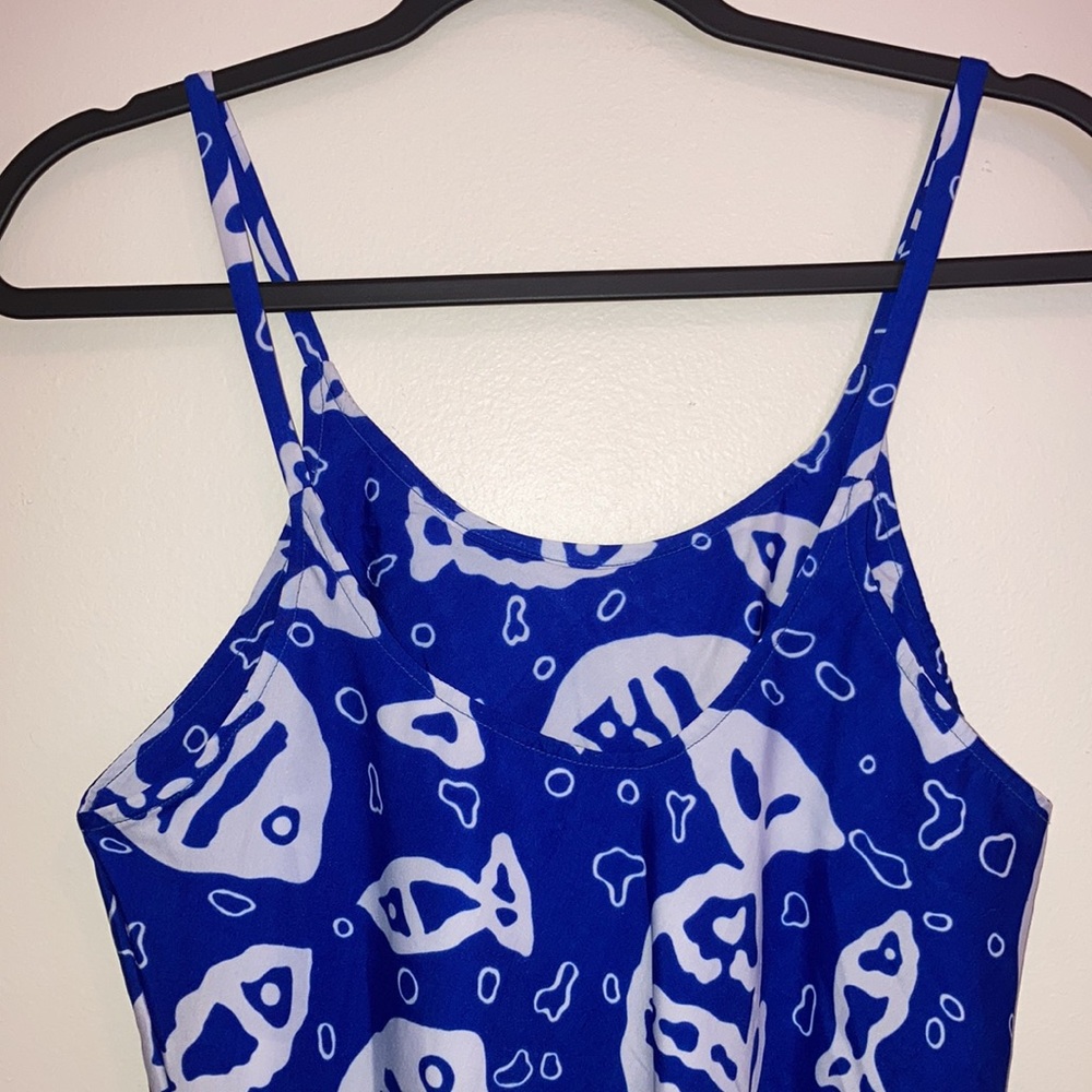 VTG Fish Sundress Slip Dress Blue Tropical Sleeveless 90s Y2K Printed Beach Top - Picture 6 of 9